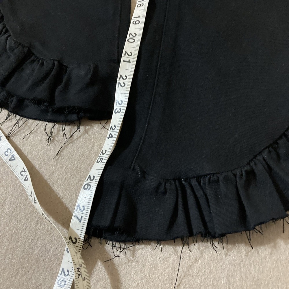 Paige Hoxton Straight Ankle Jeans Sz 32 Black Ruffle Hem Flare High Waisted - Picture 8 of 9